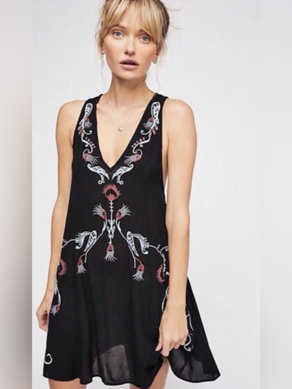 FREE PEOPLE Adelaide Festival Slip Dress Black Floral small